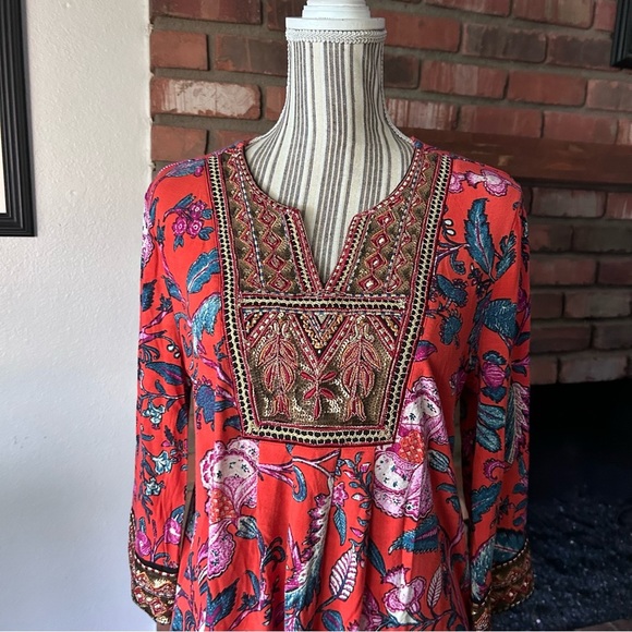 Soft Surroundings Samara Embellishef Paisley Beaded Tunic Sz M PETITE - Picture 3 of 9